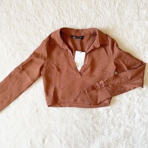 Zara Cropped Collared Top
